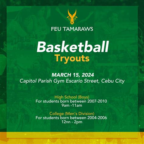 university basketball tryouts philippines 2024|FEU Tamaraws to hold basketball tryouts in Cebu .